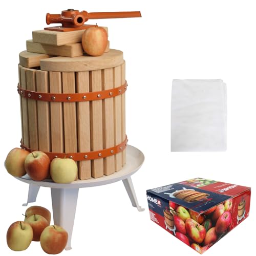 HOME It® Pressoir à fruits 12L en bois de chêne – Presse manuelle avec sac à jus –...