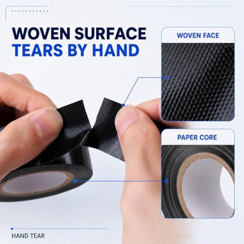 Image of Mini Duct Tape, Black Duct Tape Heavy Duty Waterproof Repairs, 1'' X 10 Yd