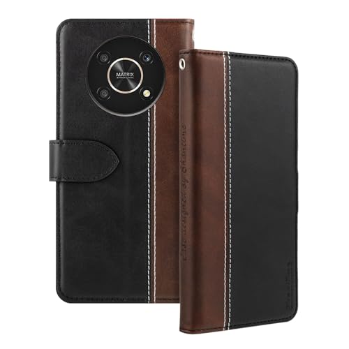 Shantime Funda de Piel con Solapa Compatible con Huawei Honor Magic 4 Lite 5G Case con Portatarjetas Bloqueo RFID Soporte Magnético Delgado Diseño Delgado Cubierta(Negro)