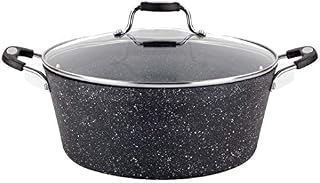 Scoville Neverstick 32cm Stock Pot with Glass Lid - Non-Stick, 8 Litre Capacity, Large Cooking Pot, Dishwasher Safe, Dual Handles, Black