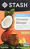 Stash Tea Coconut Mango Wuyi Oolong Tea 18 Count Tea Bags in Foil (Pack of 6) Individual Black Tea Bags for Use in Teapots Mugs or Cups, Brew Hot Tea or Iced Tea, Fair Trade Certified