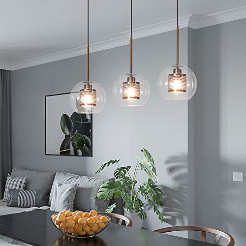 Pendre industriel 1 lampe lustre verre rond bronze suspension rétro
