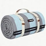 HX&OD Extra Large Picnic Outdoor Blanket, 80”x80” Waterproof Picnic Mat Foldable Camping Blanket Portable with Carry Strap for Beach Mat Outdoor Camping Party(Grey&Green)