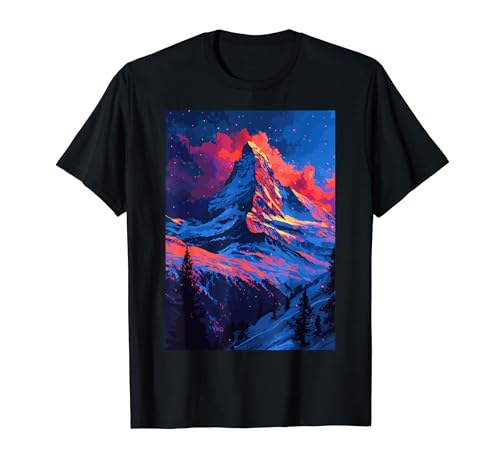 Matterhorn Suiza Synthwave Retro Pixel Art Camiseta