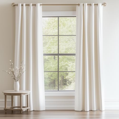 Topfinel 120-Inch Ivory Velvet Curtains for Living Room