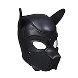 HOT TIME Neoprene Puppy Hood Custom Animal Head Mask Novelty Costume Dog Head Masks (Large, Black)