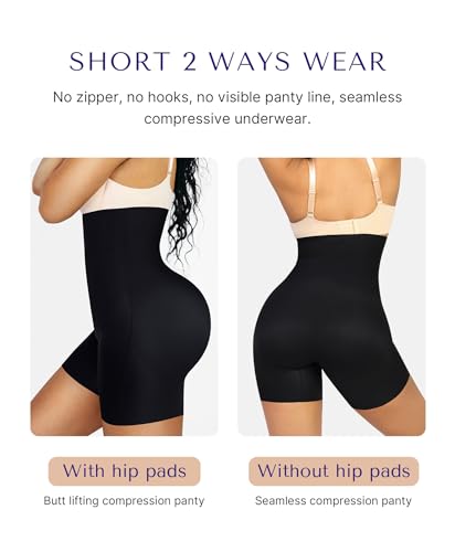 SHAPELLX Women's High Waist Butt Lifting Shapewear Seamless Shaper Shorts Tummy Control Shorts with Removable Hip Padded2