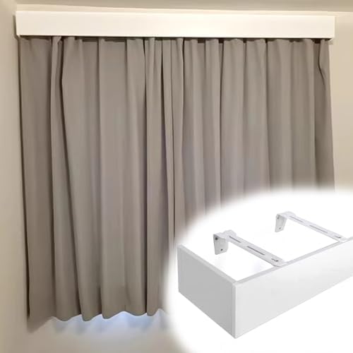 Valance Box Drapes Cornice Board Wall Mount, 17.7ft Decorative Panel Cover for Divider Curtain Track Rod, No Track Needed, Elegant Home Decor Solution