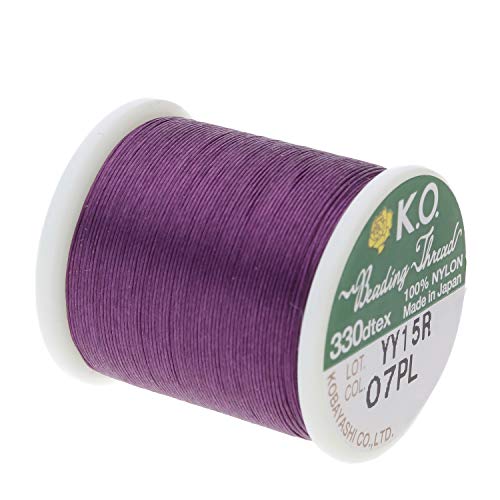 Hilo de nailon para cuentas KO morado oscuro preencerado para tejer cuentas de semillas en telar 3