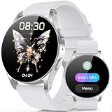 AI Smart Watch for Women Men With GPT, 1.32" AMOLED Fitness Tracker With Heart Rate/Sleep/SpO2 Monitor, Waterproof Smartwatch for Android/iPhone Phones (Aluminum Silver Case w/ Classic White Band)