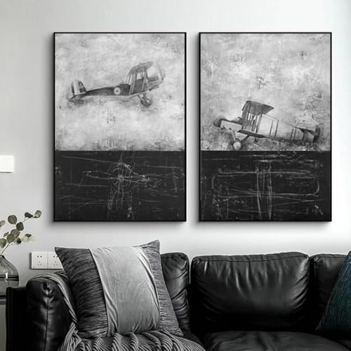 Impression sur toile art mural moderne - KEBIA affiches noir et blanc de 40x60 cm x 2