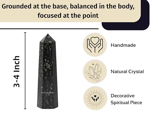 Image of Certified Nuummite Crystal Tower Obelisk Point for Chakra, Healing and Balancing - AAA Grade Original Certified Gemstone Agate for Reiki Meditation Yoga Spiritual (3-4 Inches)