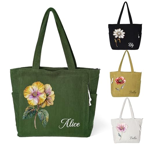 Bolso Tote de Pana Personalizado para Mujer con Cierre