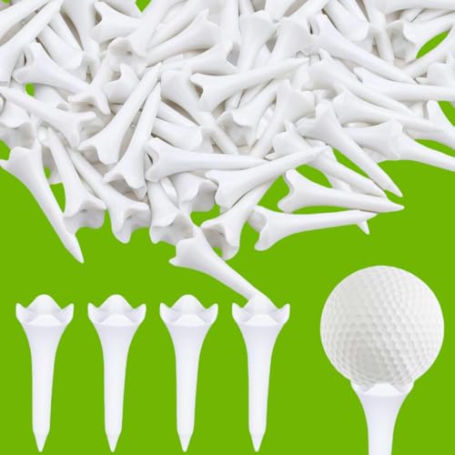 Fampery 30PCS Plastic Golf Tees - 1-1/2 Short Golf Tees - Enhanced Durability & Stability Designed to Reduce Friction and Side Spin-4 Prongs Plastic Tees