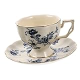 Mipcase Taza de Vintage con Platillo Estilo Europeo Taza de Leche Grande para Café y Té Superficie Lisa para Hogar y Cafeterías