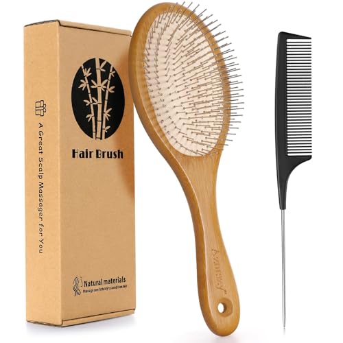 Aznrszy Hair Brush, Multipurpose Head Massager with Air Cushion/Stainless Steel Bristles/Dry Wet Brush Hair Comb for Scalp Stimulation/Hair Growth/Daily Care