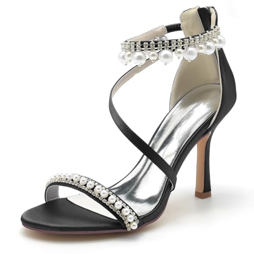 Escarpins mariage en satin FGRID dotés d'une bride cheville ornées de perles fines