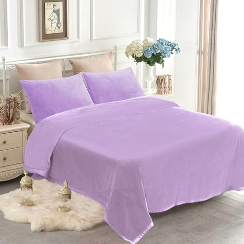 Image of JYK Fleece Plush Blanket - 3.5 LB, 1 Ply Lightweight Korean Style Mink Blanket, Queen 79 inch x 91 inch - Super Soft, Warm & Cozy, Microfiber Bed Blanket for All Seasons, Light Purple