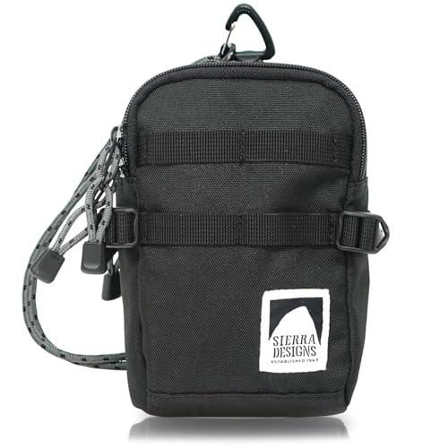 Sierra Designs 20969365 Pouch, Compression Pouch, Shoulder Strap, Smartphone Storage, Compact, Simple, Black, Black, One Size