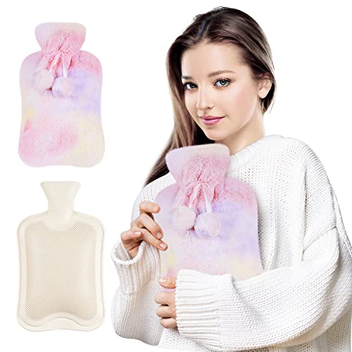 Easycosy Bouillotte Eau Chaude 2 Litres avec Caoutchouc De Première Qualité et Housse Peluche, Cadeau Chaleureux pour Femme Fille Enfants Cover