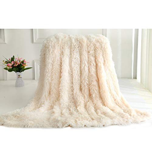 WONGS BEDDING Plush Fluffy Fur Throw Blanket, Super Soft Lightweight Shaggy Fuzzy Blanket