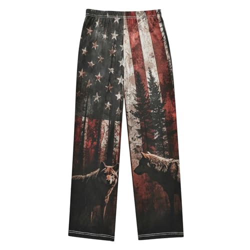 Pajama Pants American Flag Wolf Stripes Long Sleep Pants Lounge Bottoms2