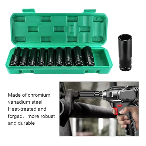 Deep Impact 11pcs 1/2" Drive Socket Set, 10-24mm, with Adapter & Storage Box, for Car & Home Repair 3 Deep Impact 11pcs 1/2" Drive Socket Set, 10-24mm, with Adapter & Storage Box, for Car & Home Repair - Image 3