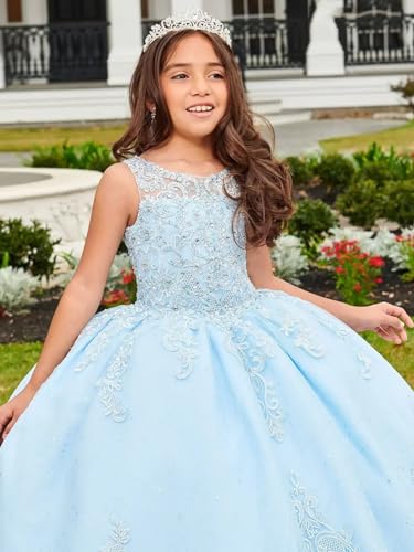Tulle Flower Girl Dresses for Wedding Lace Applique Princess Pageant Dress Long Party Ball Gown2