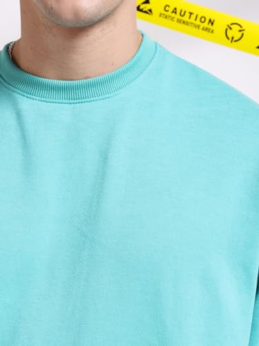 Image of The Indian Garage Co Men Oversized Solid Crew Neck Overhead Sweatshirt