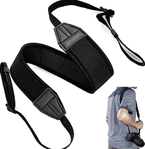 Sangle Bandoulière Néoprène Confort Premium Pour Appareils Photo Pentax – Antidérapante Et Élastique (Noir)
