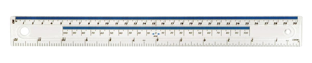 5 Star Office Light/Blue 5 Star Ruler Plastic Shatter-Resistant 10Ths 16Ths/Inch And Mm