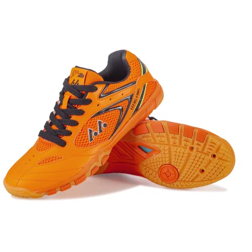 Womens Mens Lightweight Sneaker Fashion Indoor Court Shoes Suitable for Pickleball, Badminton, Table Tennis, Volleyball (Orange 805, 38)