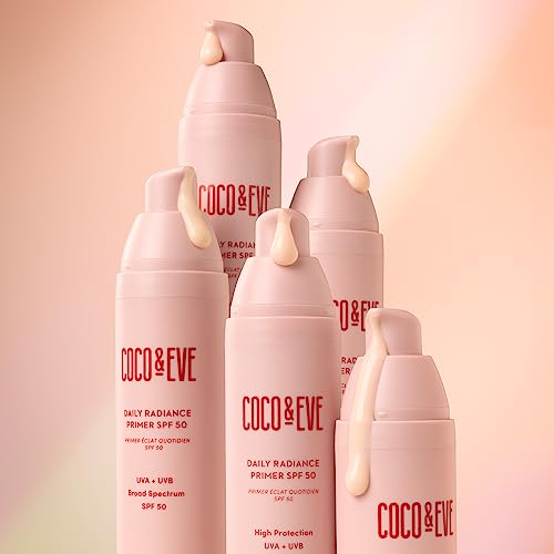 Coco & Eve Daily Radiance Primer SPF50 Sunscreen. Tinted Primer with SPF 50 for Sunscreen Protection Against UVA UVB. Antioxidants, Niacinamide for Radiant Skin and Healthy Glow. (50 ml) - Image 7