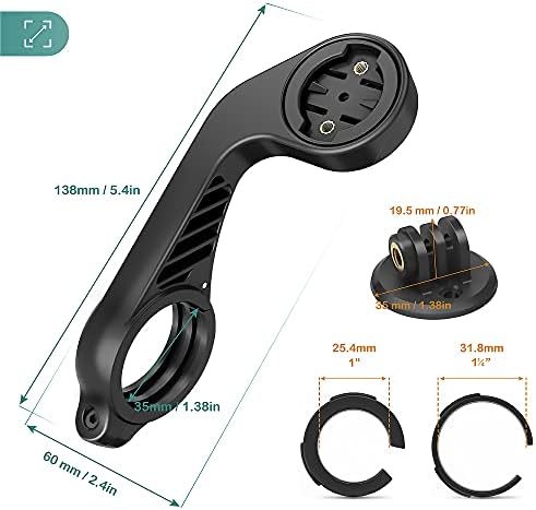 TUSITA Out Front Mount Compatible with Garmin Bike GPS Computer,XOSS G/G+,iGPSPORT GPS - Cycling Handlebar 25.4mm 31.8mm Light Holder Camera Bracket - Bicycle Combo Extended Mount Road MTB Accessories