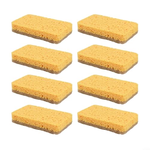 Paquete de 20 esponjas de cocina compostables con capa de fregado resistente para lavar platos eficazmente y uso respetuoso con el medio ambiente (A)