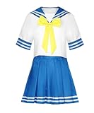 MaYng Anime Izumi Konata Cosplay Hiiragi Kagami Costume Halloween Uniform Suir School Sailor Dress (Small)