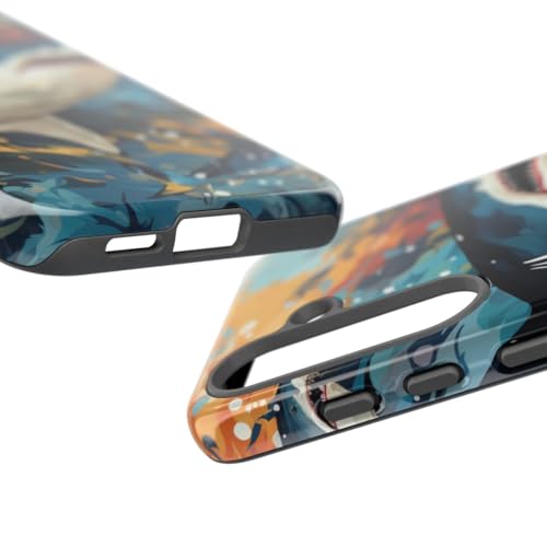 Coque rigide Samsung S25 protégeant contre les chocs avec motif requin brillant