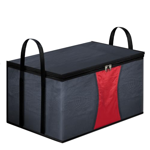 Image of Storite Multi-Purpose Moisture Proof Heavy Duty 1680 Denier Nylon 110 L Super-Size Large Toys /Stationery Paper /Blankets /Clothes Storage Bag -Grey /Red (63.5 x 45.7 x 38cm)