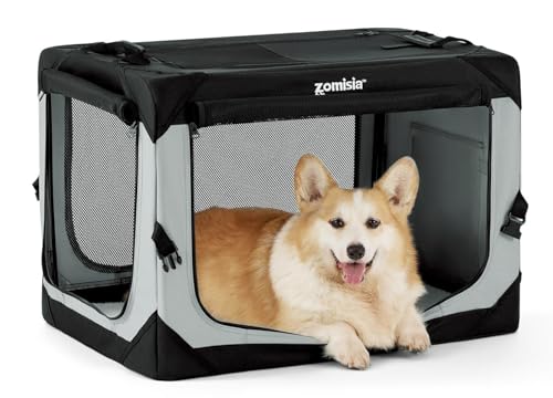 Image of ZOMISIA Collapsible Dog Travel Crate for Medium Dogs, Portable Dog Crate
