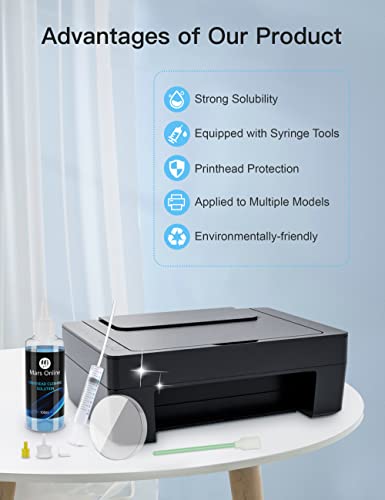 Mars Online Printhead Cleaning Kit Inkjet Printer Head Cleaner Compatible For Hp/Epson/Brother/Canon 8600 8610 8035 8710 6700 6900 / Epson 1430 2720 Et-2720 Et-2750, 100Ml, Kit 3 #TOP4