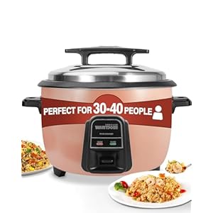 Wantjoin Rice Cooker – 42 Cups (Cooked) with Removable Non-Stick Bowl, 10L/10.56QT Commercial Stainless Rice Cooker with Keep Warm Function for Party, Family, Brown