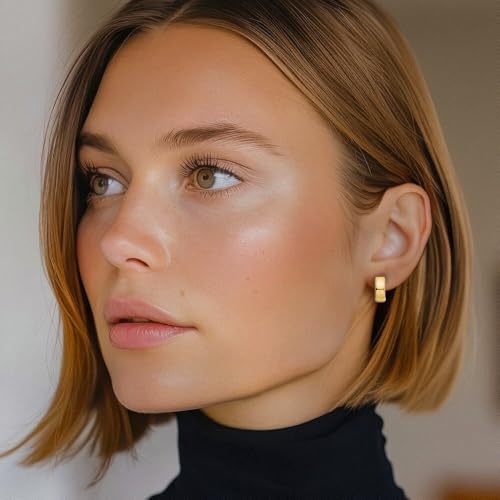 14K Solid Yellow Gold Hinged Round Huggie Small Hoop Earrings2