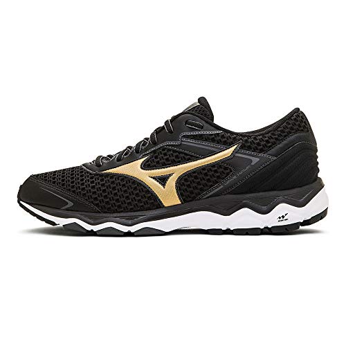 Tênis Mizuno Wave Hawk Preto e Dourado