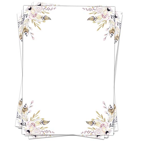50 Blatt Briefpapier (A4) | Federn Pastell Aquarell Look | Motivpapier |...