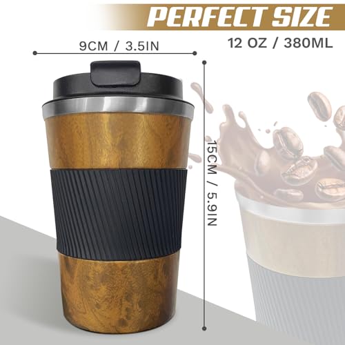 Image of Vacuum Insulated Stainless Steel Travel Coffee Mug,Leak Proof Cup with Lid | 304 stainless steel mug with vacuum insulation, leak proof lid, silicone grip and car cup holder friendly design
