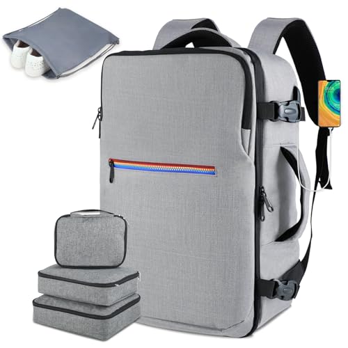 MAYMOONER Extra Large Travel Backpack Airline Approved Carry On Weekender Bag Gifts for Men Women College Luggage Daypack for Flight 40L, Fits 17 Inch Laptop Grey