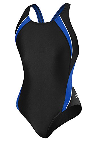 Maillot de bain 1 pièce fille noir et bleu sapphire Speedo PowerFLEX taille 6