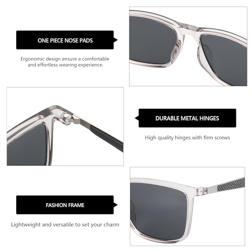 ZENOTTIC Polarized Sunglasses for Men Rectangle Ultralight Carbon Fiber Frame UV400 Protection Classic Sun Glasses4