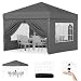 Pavillon 3x3 m - Wasserdicht Stabil Winterfest mit Seitenwänden Faltpavillon, 3-Fach Höhenverstellbar Gartenpavillon,Partyzelt, Mobiler Sonnenschutz Für Hochzeit, Camping, Terrasse & Garten,Grau