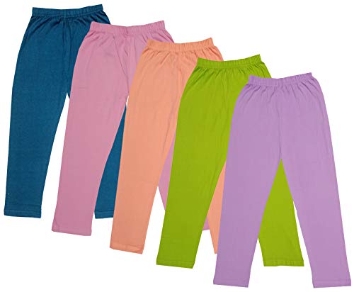 Image of IndiWeaves Girl's Regular Fit Cotton Capri Pants (71800-197198199200203-IW-P5-28 Purple, Green, Peach, Light Purple, Blue 8 Years-9 Years)